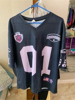 Black Mesh Athletic Jersey with Size XXL Tag